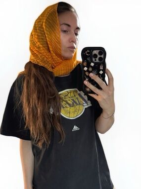 Mustard Yellow striped Lightweight chiffon Scarf wear multiple ways festival